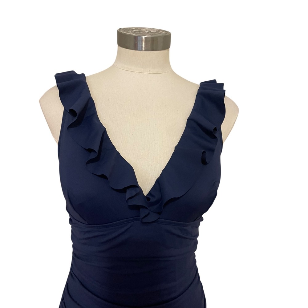 Cupshe Navy Ruffle One-Piece Swimsuit NWT size M - Picture 3 of 8